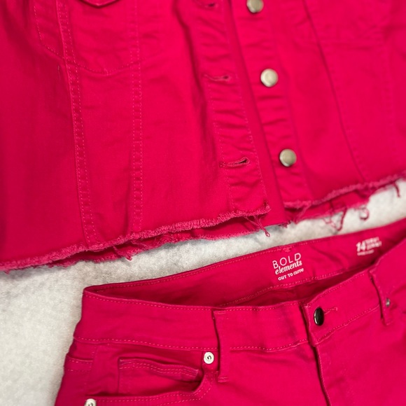Bold Elements BRIGHT ROSE Curvy Skinny Denim Jeans 14 and Jacket L - Picture 9 of 16